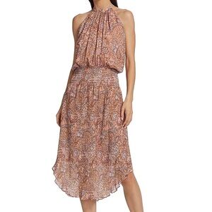 NWT RAMY BROOK Paisley Sleeveless Halter Neck Lined Dress Size Small